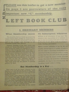 Left Book Club Membership Form c. 1938